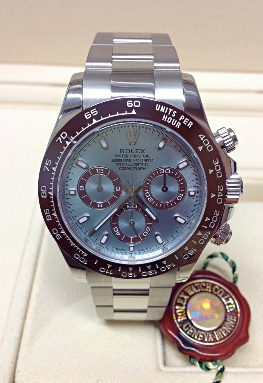 Rolex replica Daytona Hybrid automatico crono platinum brown bezel orologio replica - Amici del Tempo 