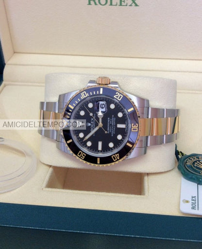 Rolex replica Submariner aciaio e oro nero date 41mm orologio replica repliche rolex